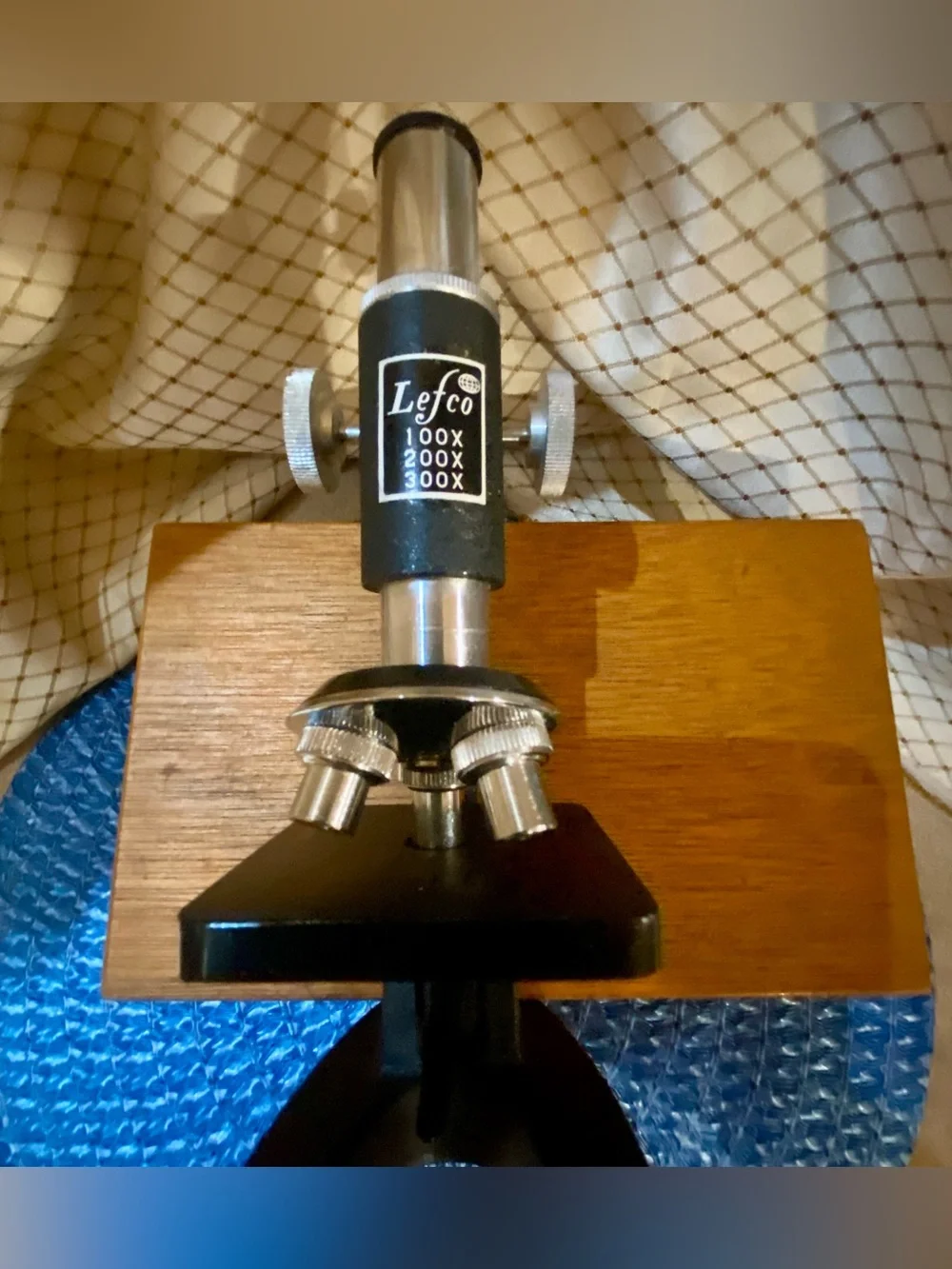 Vintage LEFCO Student Microscope with Original Wooden Case
